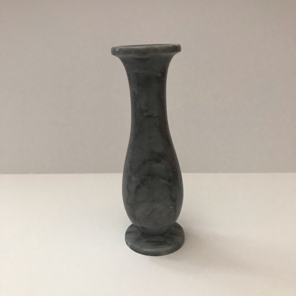 Marble Bud Vase Dark Grey 5.5” Slight Lean Home Decor Natural Stone Minimalist